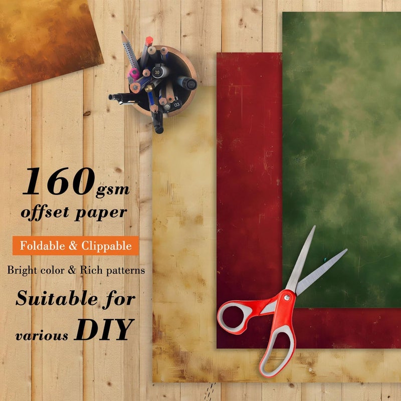 EAMOTOL Vintage Color Scrapbook Paper Pad - 6x6 In 24 Sheets Designed Decorative Decoupage Folding Cardstock Supplies for Journals DIY Crafts Gift Wrapping Planners Photo Album - Image 4